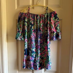 Lilly Pulitzer Off-Shoulder Dress - Navy, Pink, Green